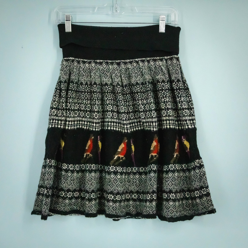 Moth Anthropologie Size Small S Bird Fair Isle Pull On Alpaca Wool Sweater Skirt